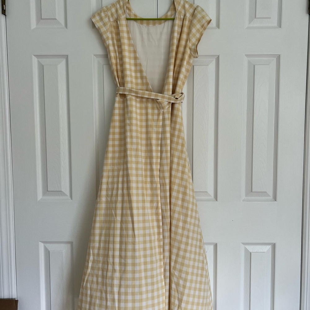 AYR Yellow Checkered Maxi Dress